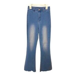 SHEIN Light Wash Raw Hem Flare Jeans